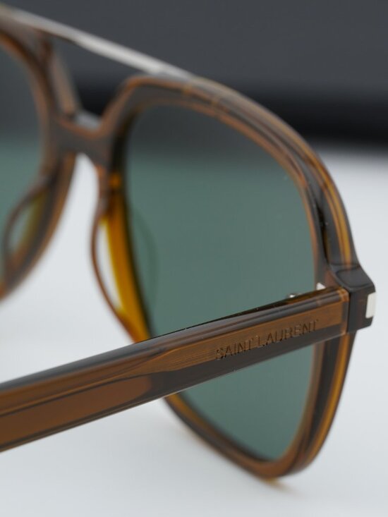 Saint Laurent SL545 004 Aviator Sunglasses - Brown / Green main image 9